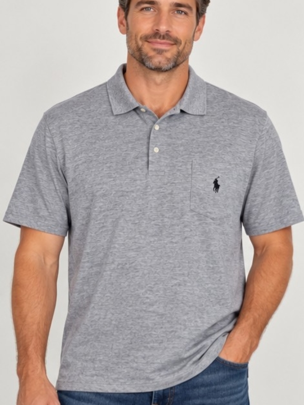 Polo Ralph Lauren Performance Polo Shirt Mens XL Gray Pocket Classic Fit